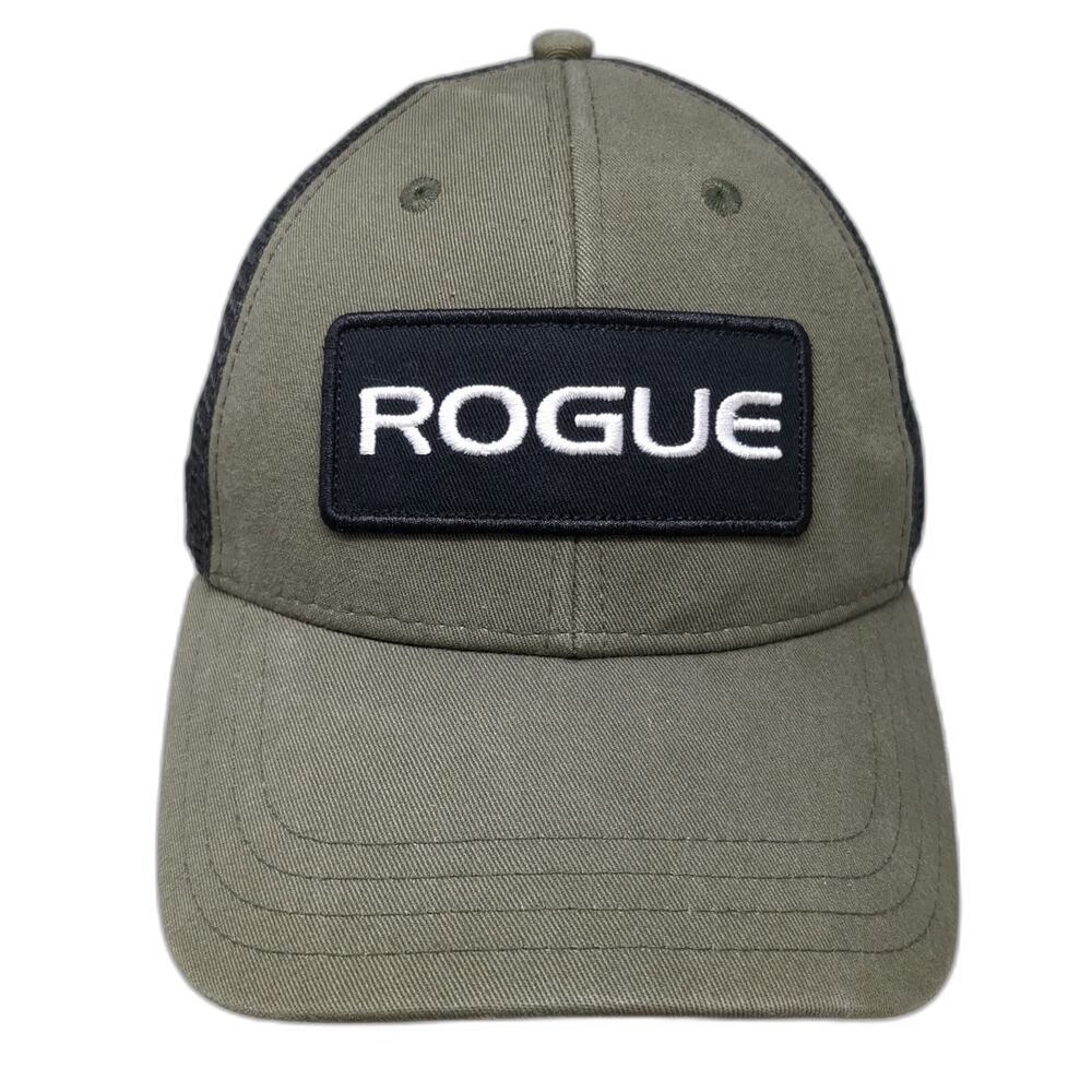 Rogue Fitness Trucker Hat Green Black White One Size Snapback Mesh Patch
